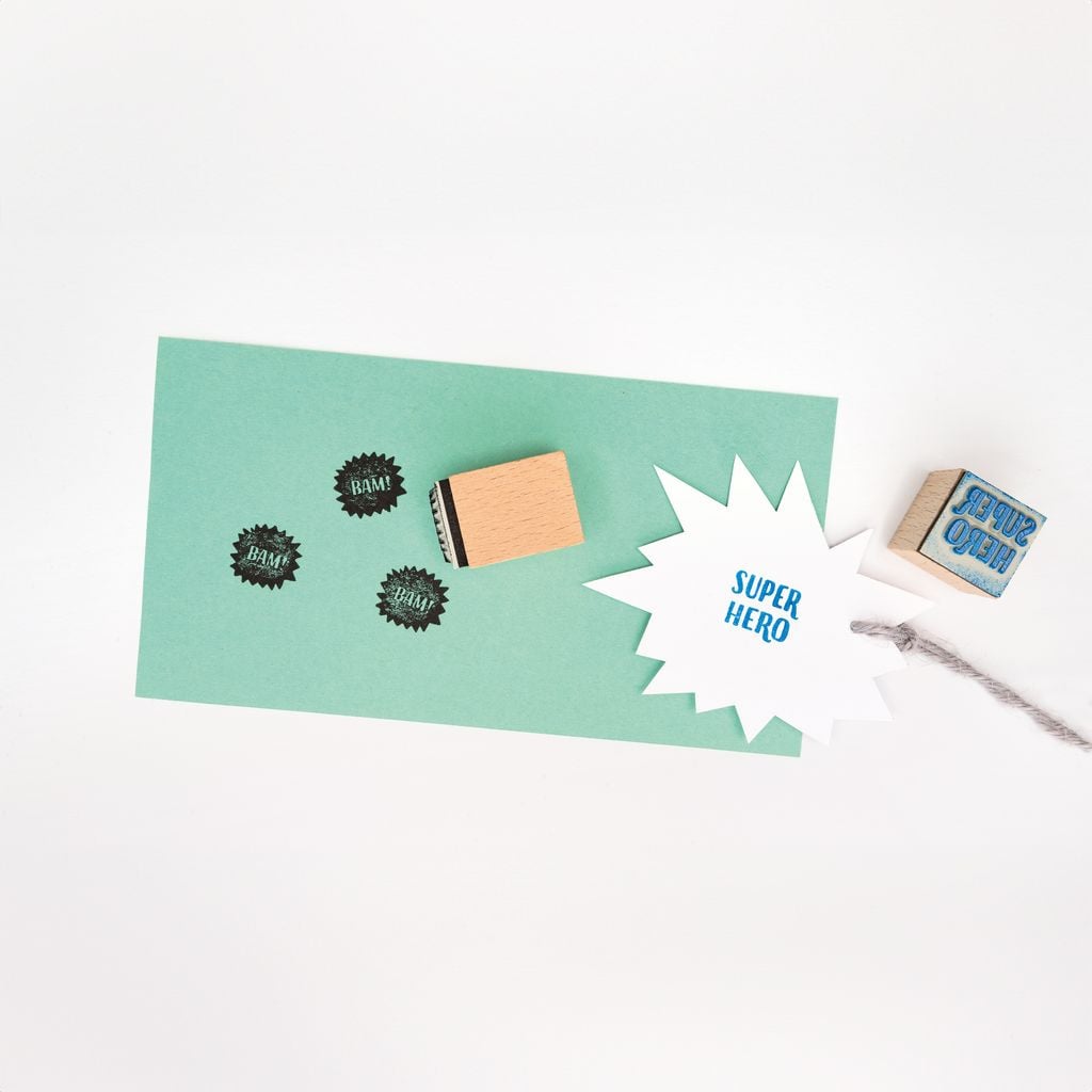 Wooden stamp set, superhero