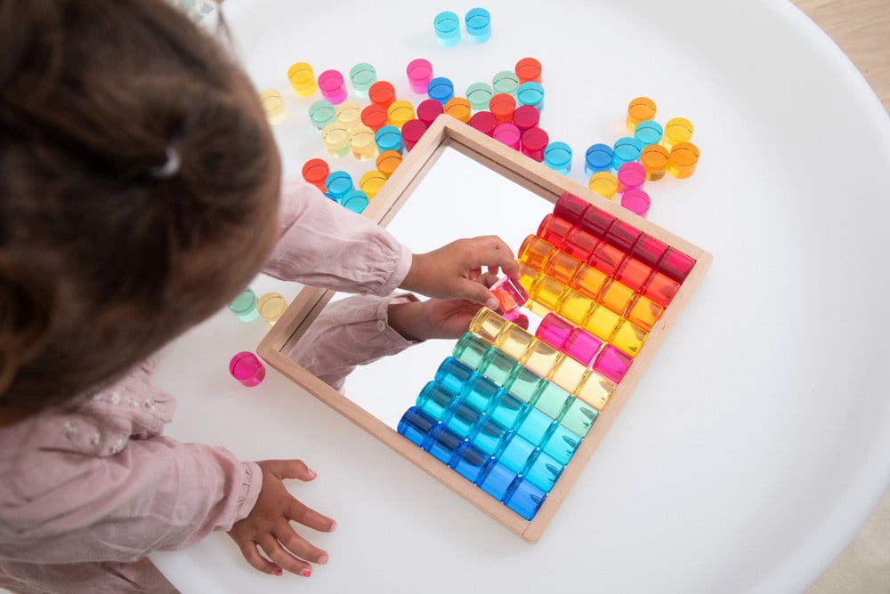 Tickit mirror base with crystal circles