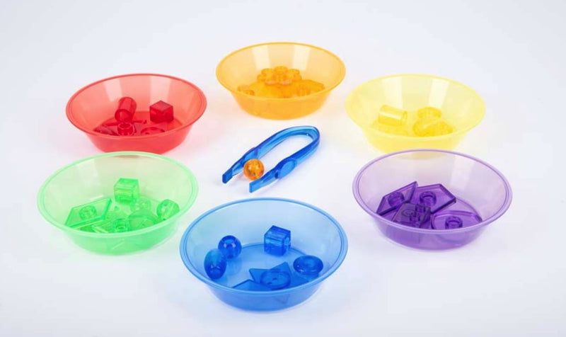Tickit doorschijnende kleur sorteerbakjes, 6 stuks