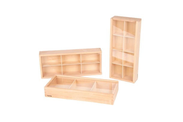 Tickit houten ontdek bakken/vindselboxen, set van 3