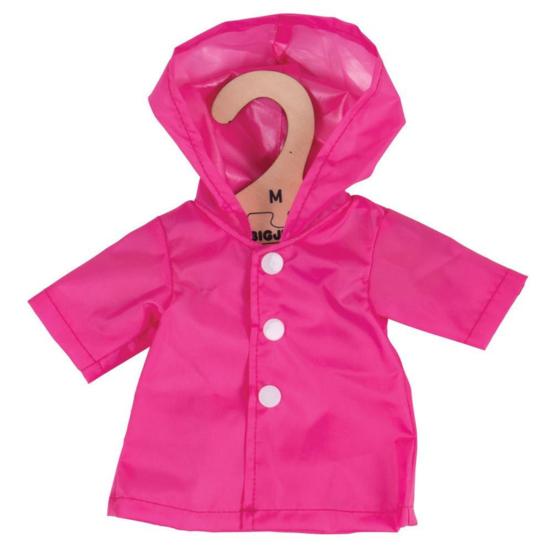 Roze regenjas 35 cm, poppenkleding