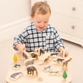 Houten blokken Wilde dieren, 15 stuks