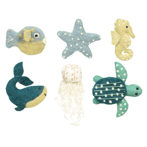 Vilten vingerpopje Sealife ass. 6 stuks Fairtrade