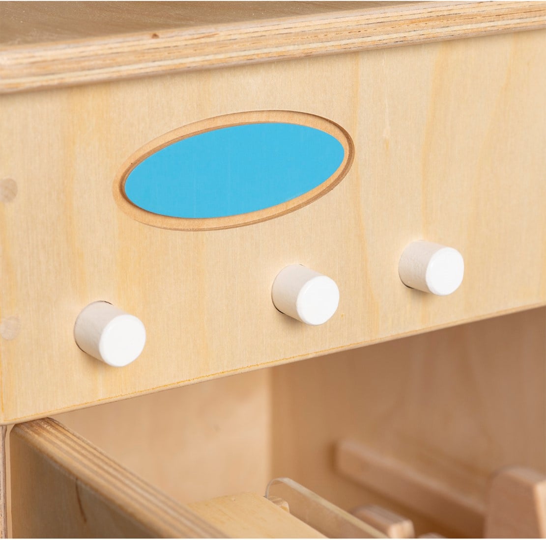 Wooden dishwasher for toddlers natural white