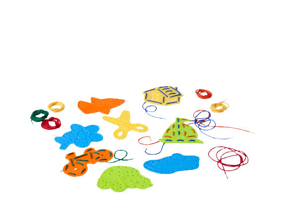 Rijgset met 8 rijgfiguren en 10 rijgdraden
