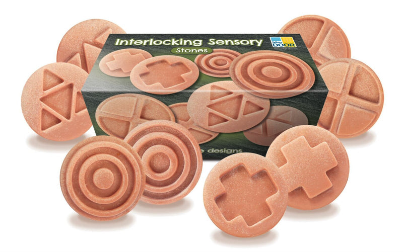 Sensorische speelstenen, in elkaar passende combinaties, 8 stuks
