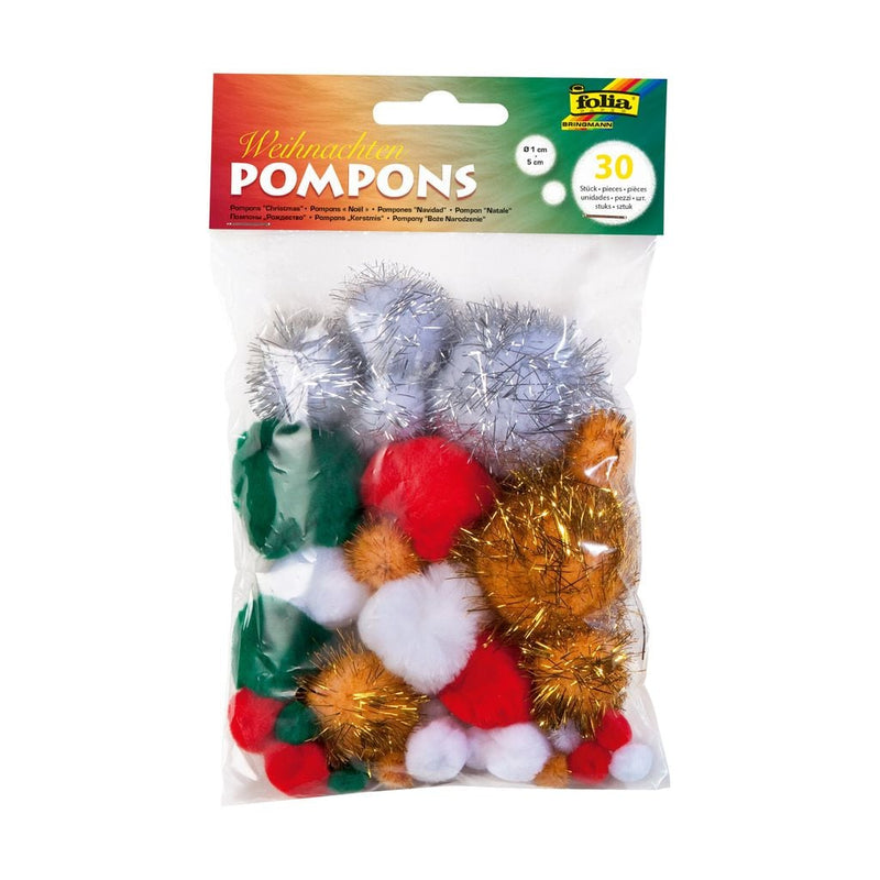 Pom poms, in Christmas colors