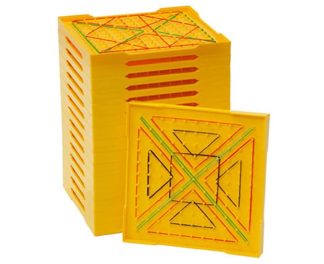 Stackable geoboards, set of 8 and 265 rubber bands