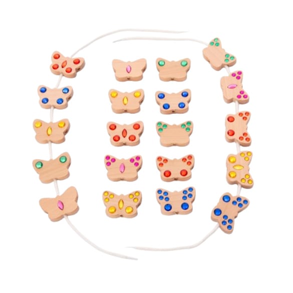 Tickit wooden butterfly beads, 20 pieces