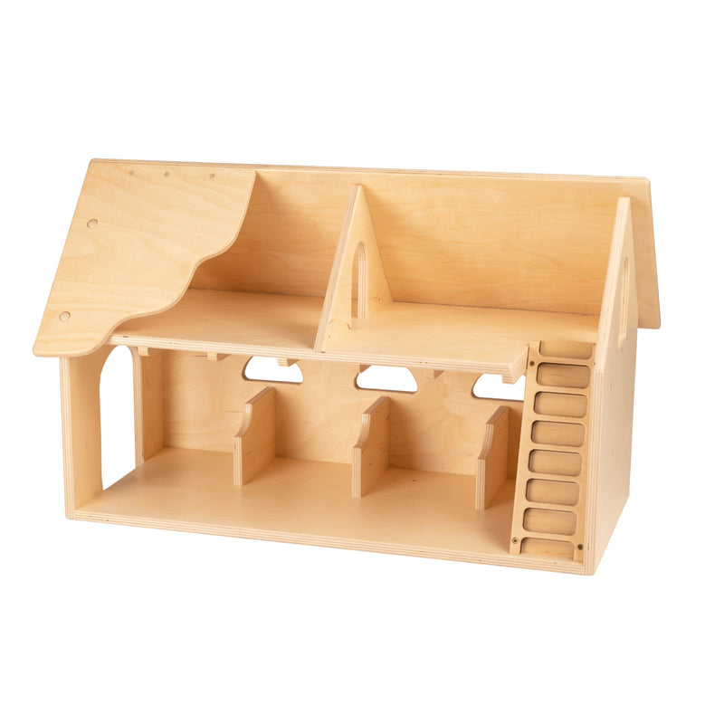 Wooden farmhouse with a fixed roof