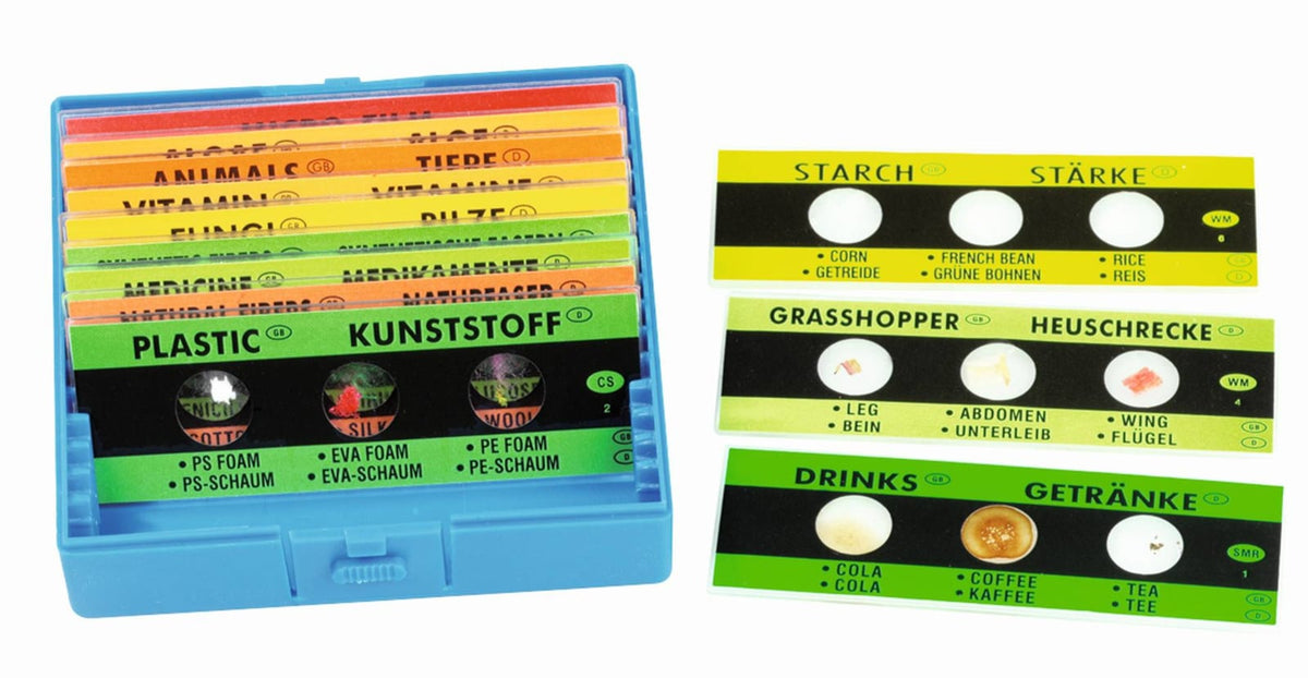 Microscope slides, prepared set, 48 pieces