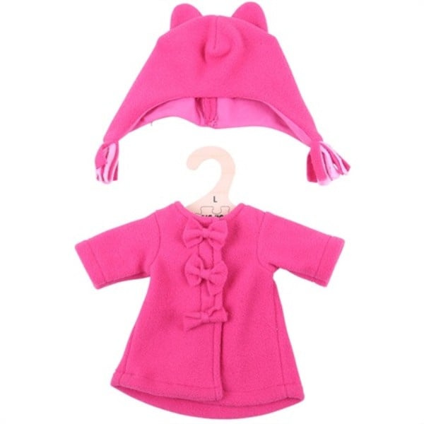 Roze jas met muts 35 cm, poppenkleding