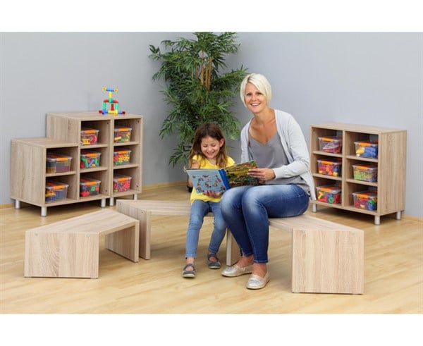 # EduCasa trapeze banken eiken decor, set van 3 stuks
