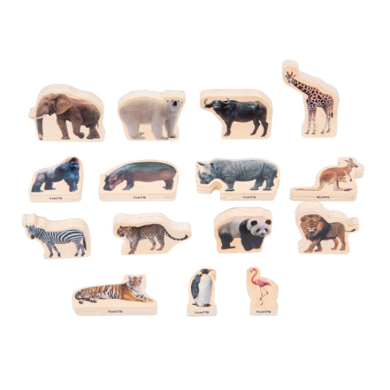 Houten blokken Wilde dieren, 15 stuks