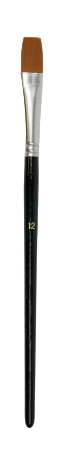 Flat brushes no. 12 handle 14 cm, 12 pieces (vegan bristles)