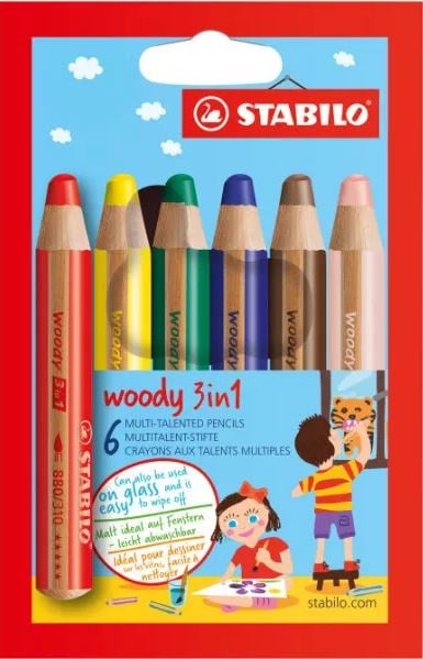 Crayon - Stabilo Woody - 3 in 1 - set of 6