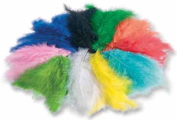 Coloured fleece feathers