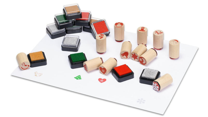 Christmas Stamps with Ink Pads, 24-piece