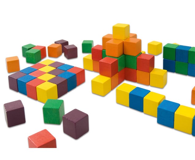 Colored wooden cubes