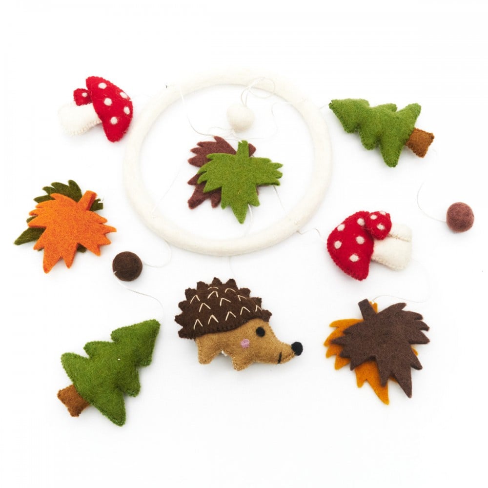 Felt mobile Forest Hedgehog Fairtrade