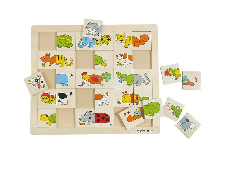 Houten combipuzzel dieren, 30-delig