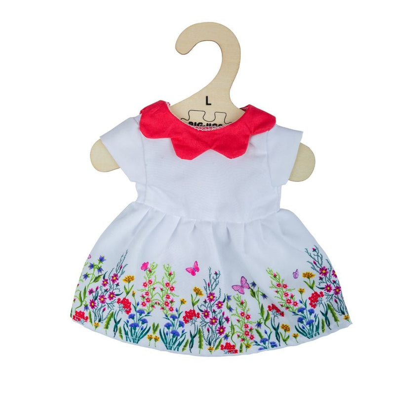 White dress with flowers 35 cm, doll clothes