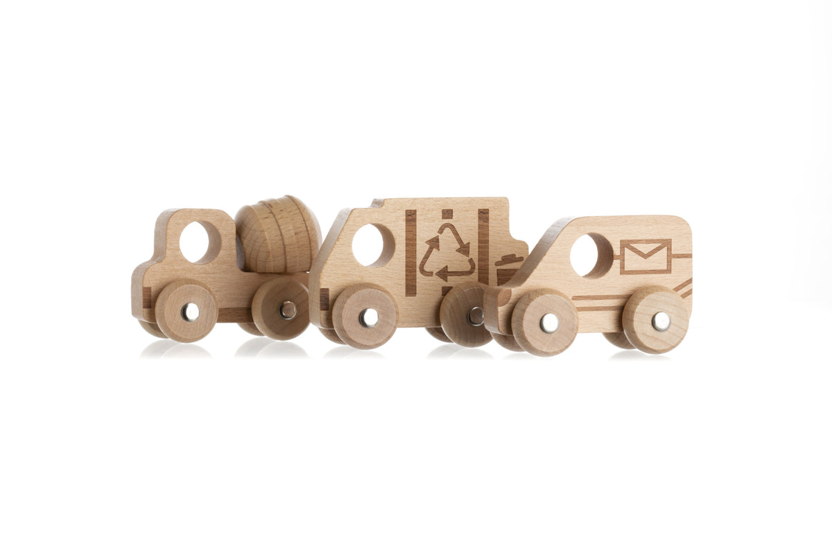 Tickit Wooden Cars Natural, Set of 12