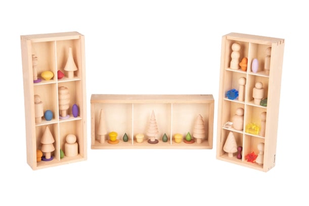 Tickit houten ontdek bakken/vindselboxen, set van 3
