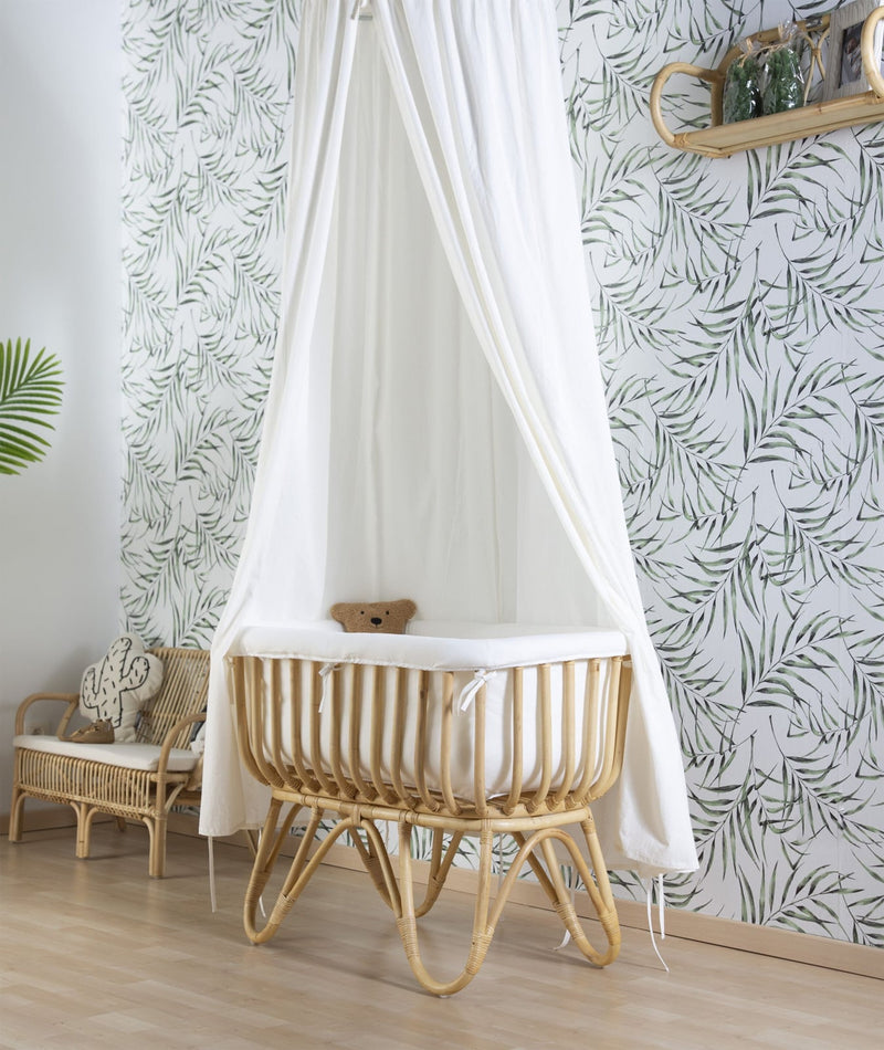 # Rattan wieg, inclusief matras en Jersey hoes ecru