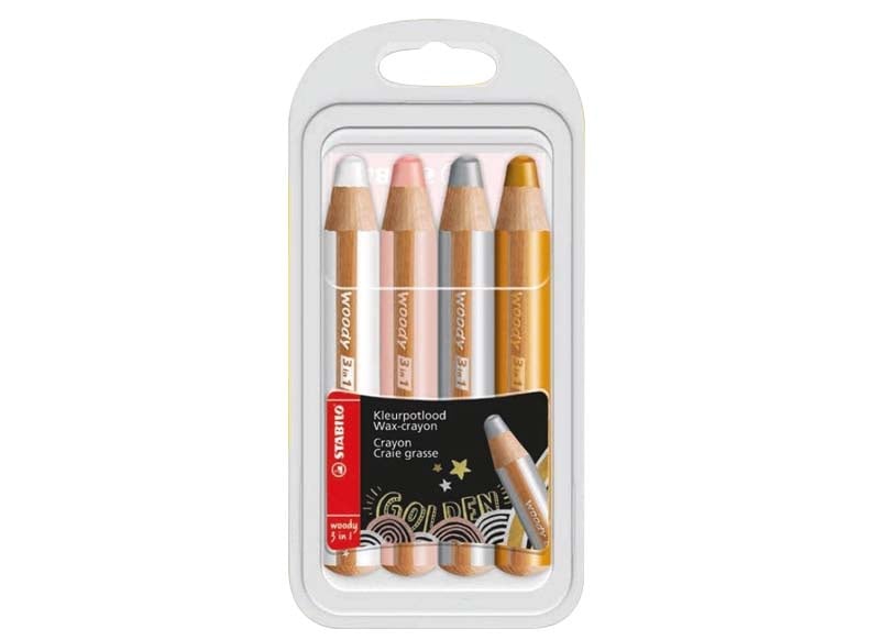Stabilo Woody wax crayon refill set of 4 assorted colours