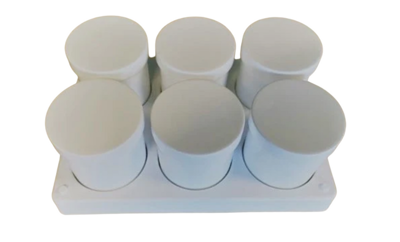 Tray with 6 glue jars with screw cap