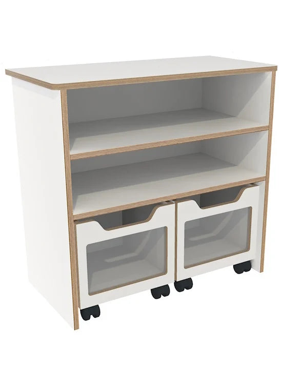 # Storage cabinet with 2 rolling bins