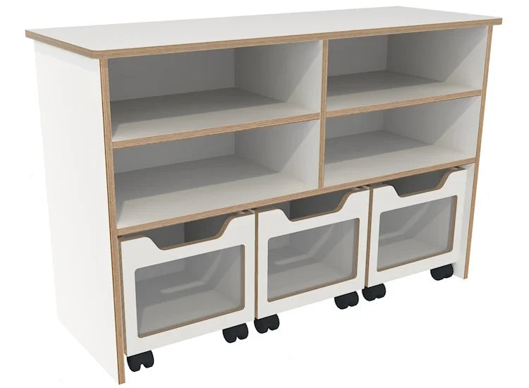 # Storage cabinet with 3 rolling containers