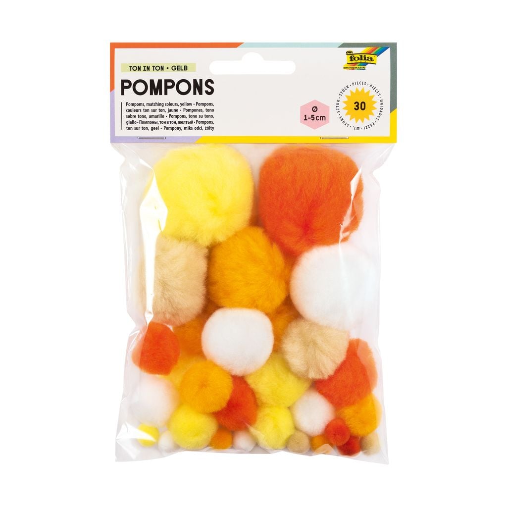 Pompons, yellow-orange colours