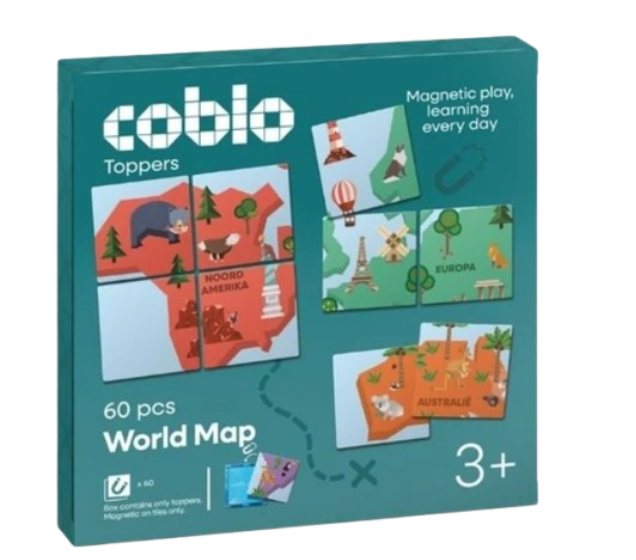 Coblo Toppers Wereldkaart, 60 stuks