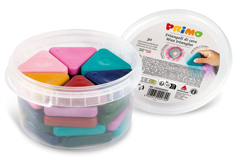 Primo triangular crayons, bucket 30 pieces, pastel