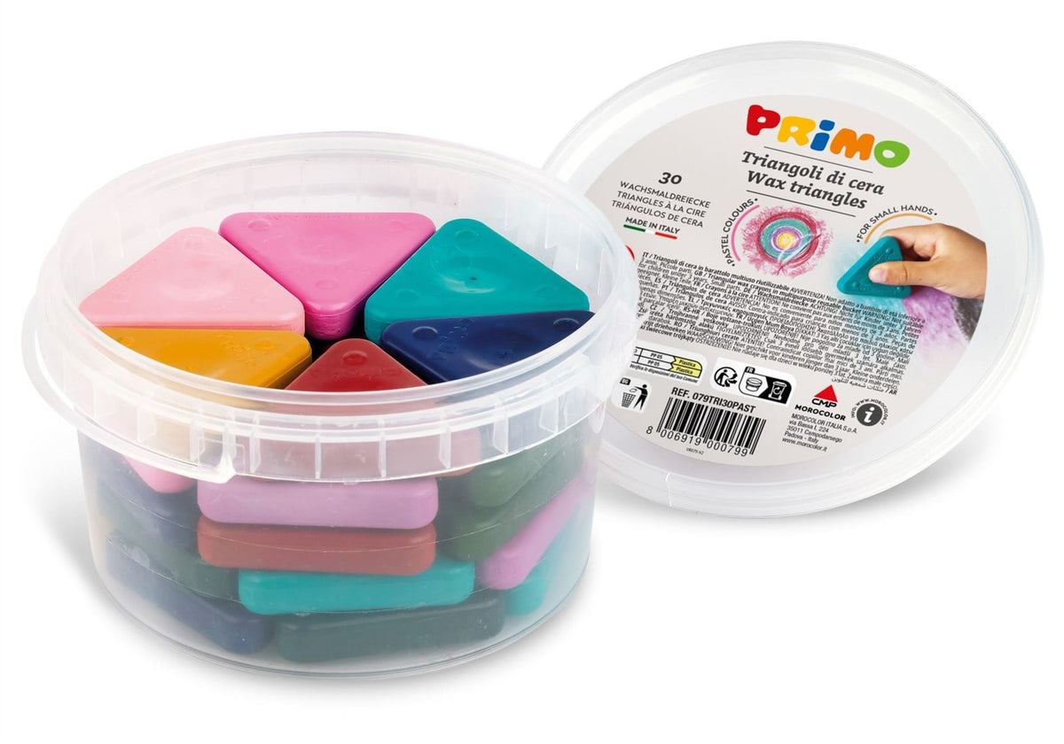 Primo triangular crayons, bucket 30 pieces, pastel