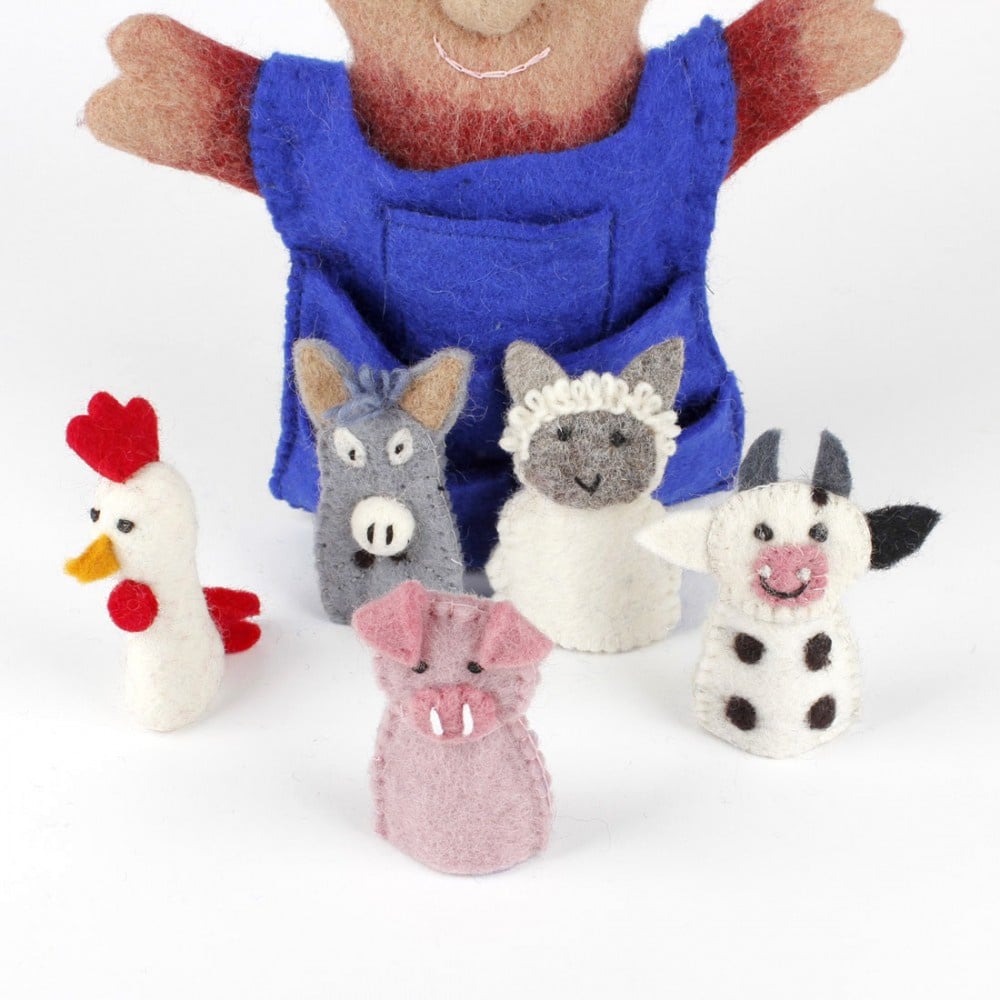 Hand puppet Farmer with animals