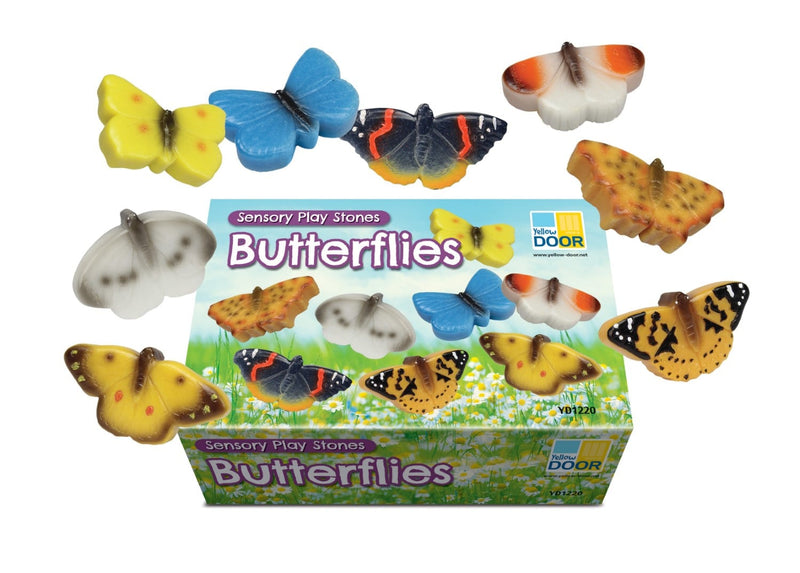 Sensory play stones, butterflies