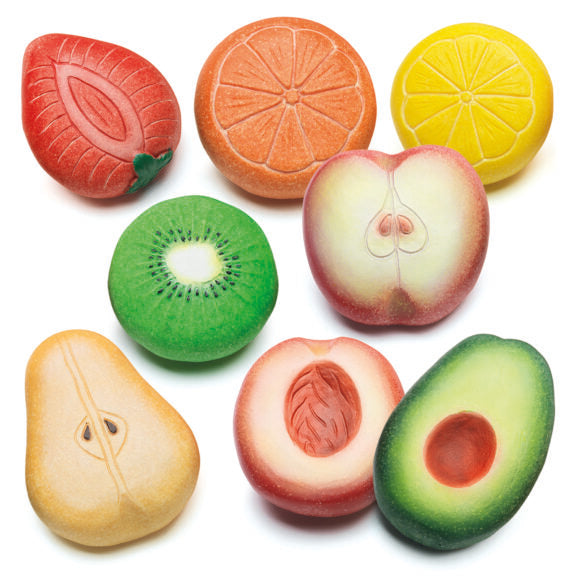 Sensory play stones food, fruit
