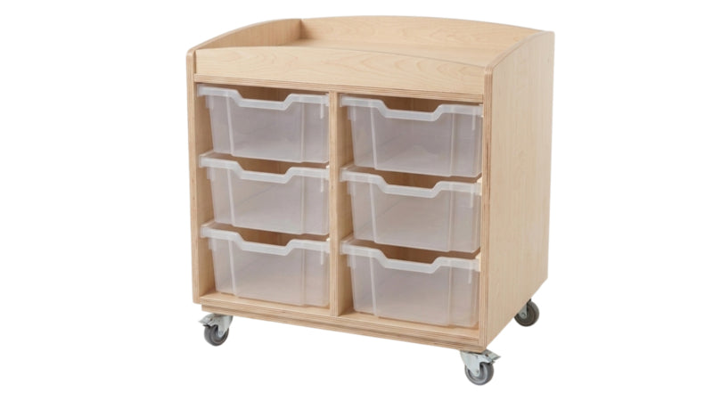 Mobile play table with raised edge and 6 bins, After School Care 4+