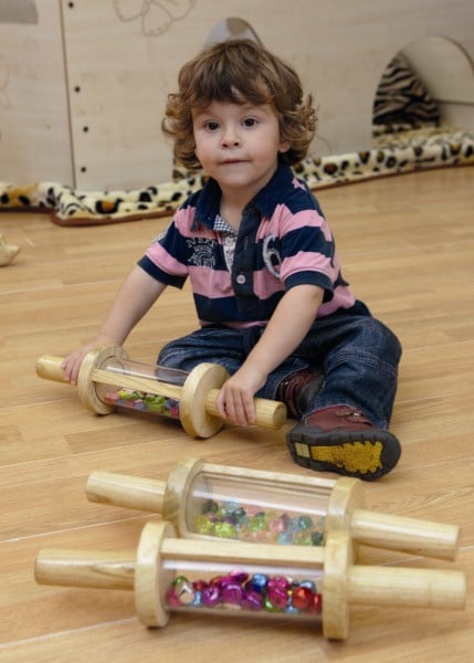 # Mega houten rol rammelaars, set van 3