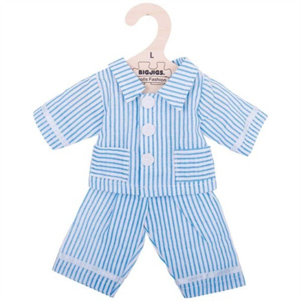 Blue striped pajamas 35 cm, doll clothes