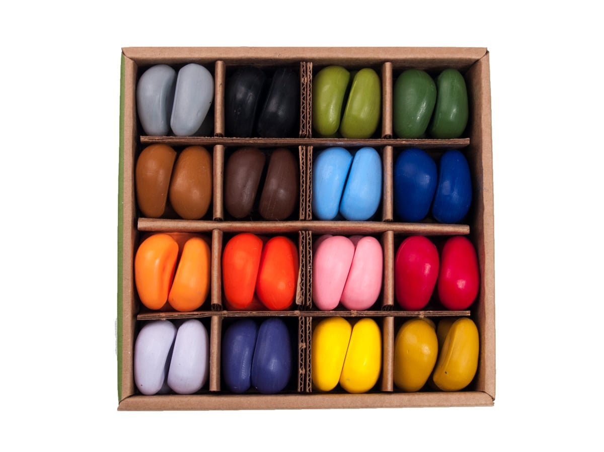 Doos met 64 Crayon Rocks soja waskrijtjes