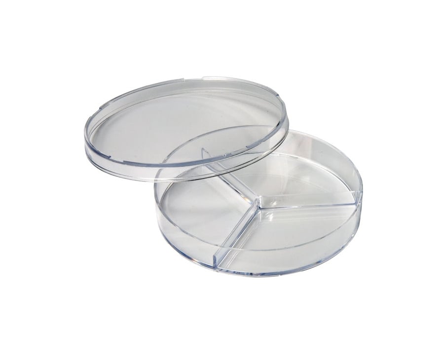Petri dishes with 3 partitions, 3 pieces