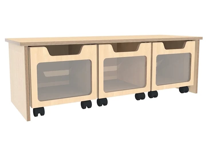 Storage bench 3 rolling bins
