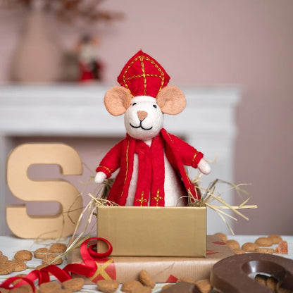 # Vilten Sintermuis met 3 Pietermuizen Fairtrade