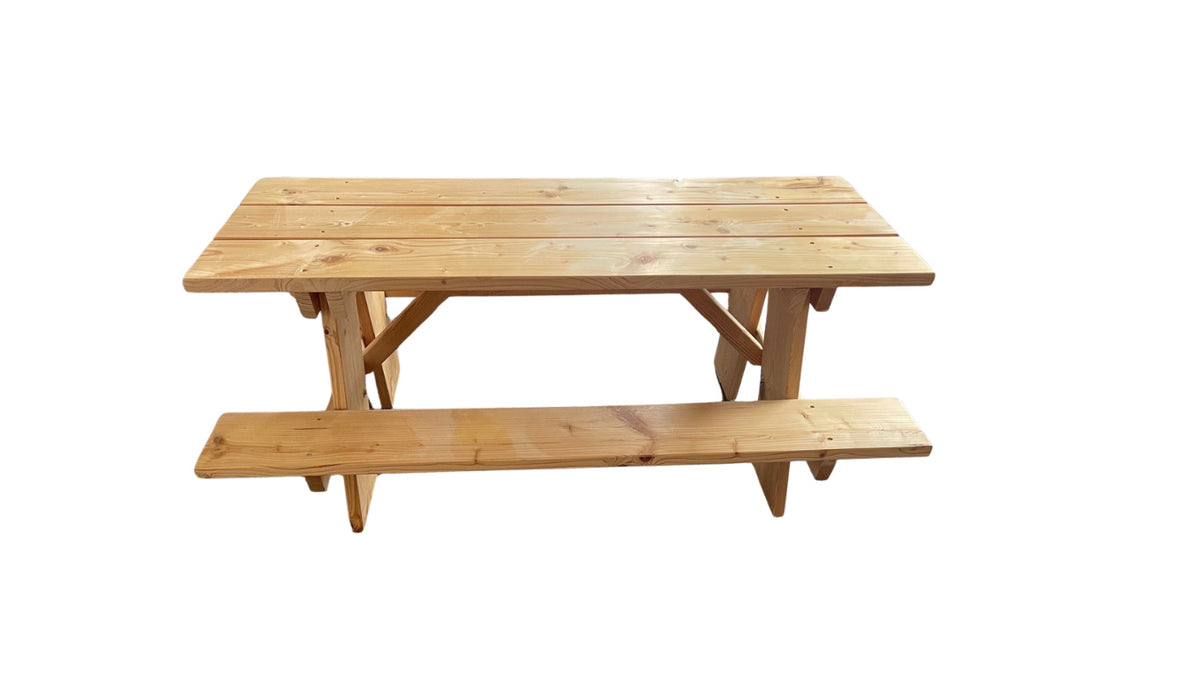# Peuter picknicktafel geschuurd, onbehandeld. 120x82x50 cm (lxbxh)