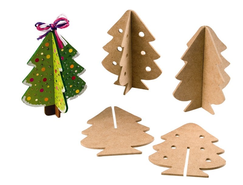 Wooden Christmas trees, set of 10