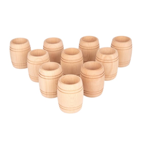 Tickit Natural Wooden Barrels, Set of 10